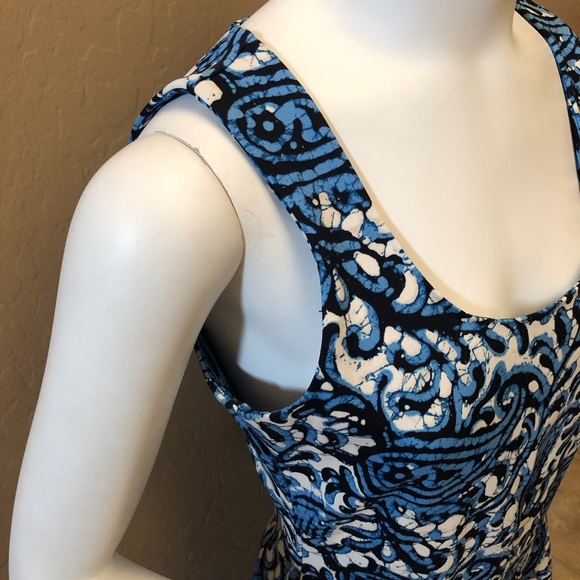 Michael Kors Sexy Paisley Pattern Dress Blue/white/black Size 4 - Picture 6 of 13